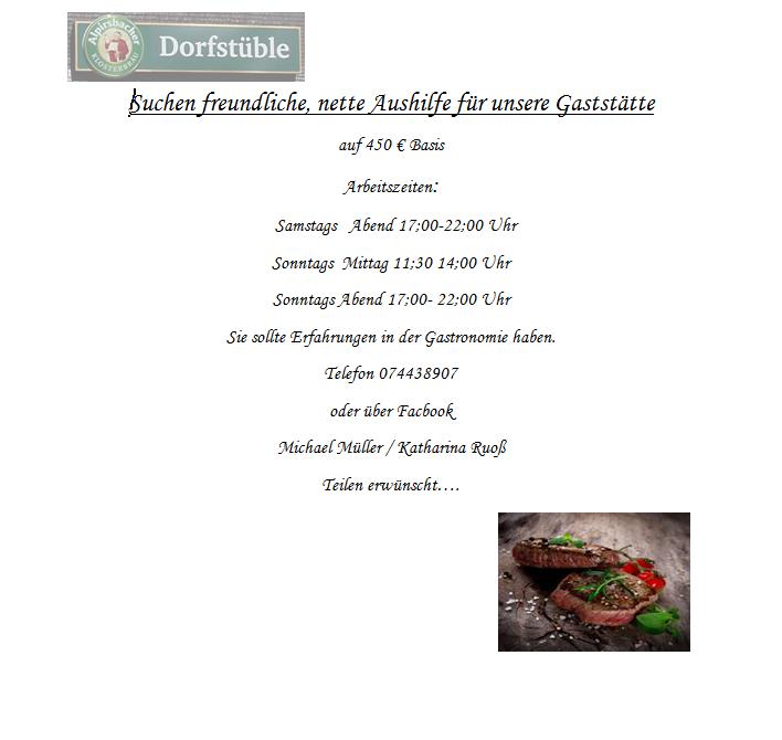 Speisekarte von Dorfstüble-Böffingen restaurant, Glatten