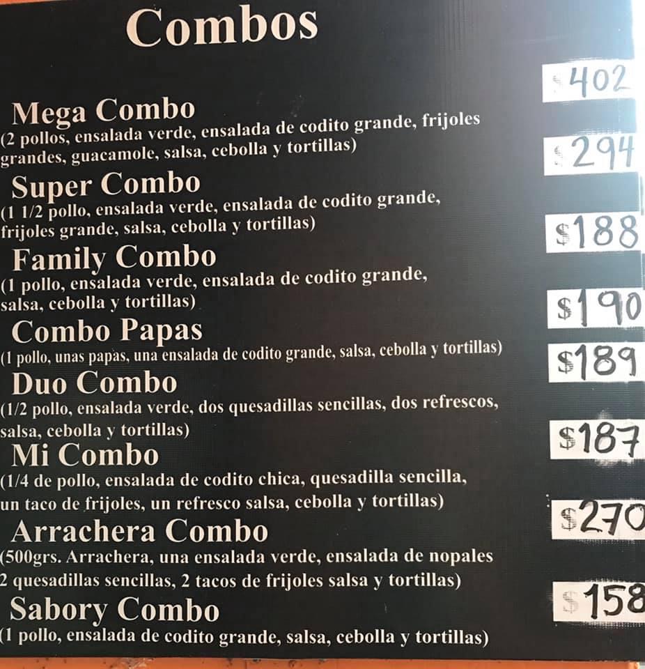 Menu at SABORY POLLO restaurant, Ciudad Guzmán, Av. Cristóbal Colón #109