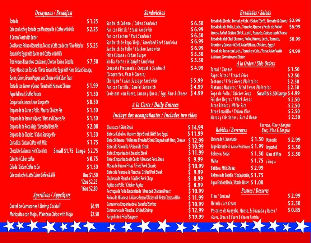 Menu at Begonia's Restaurant & Bakery, Fort Myers