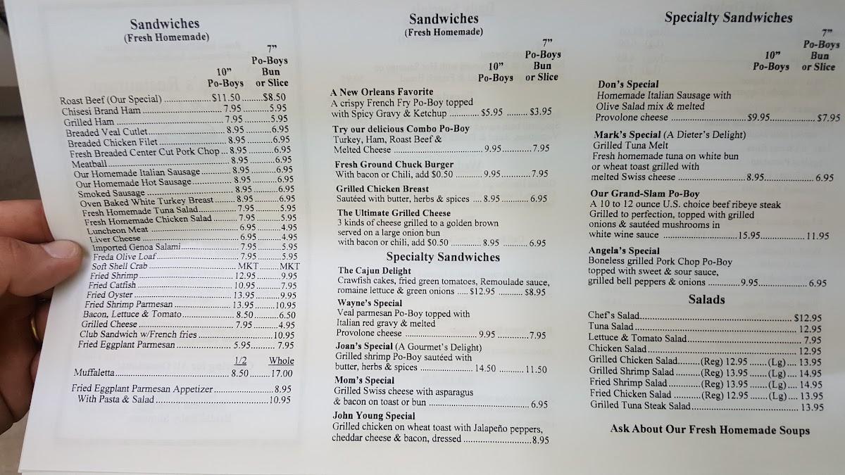 Menu at Radosta's Restaurant, Metairie