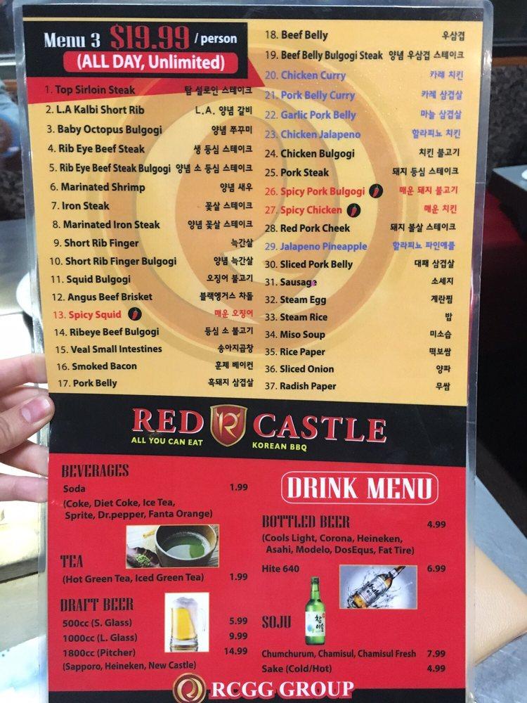 Menu at Red Castle Korean BBQ, Garden Grove