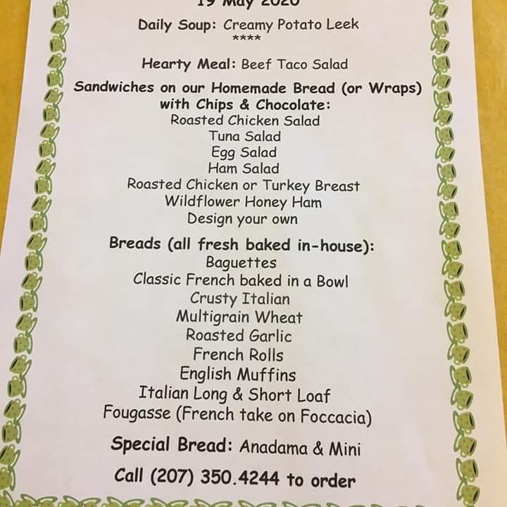 Menu at Shannon's Unshelled restaurant, Boothbay Harbor