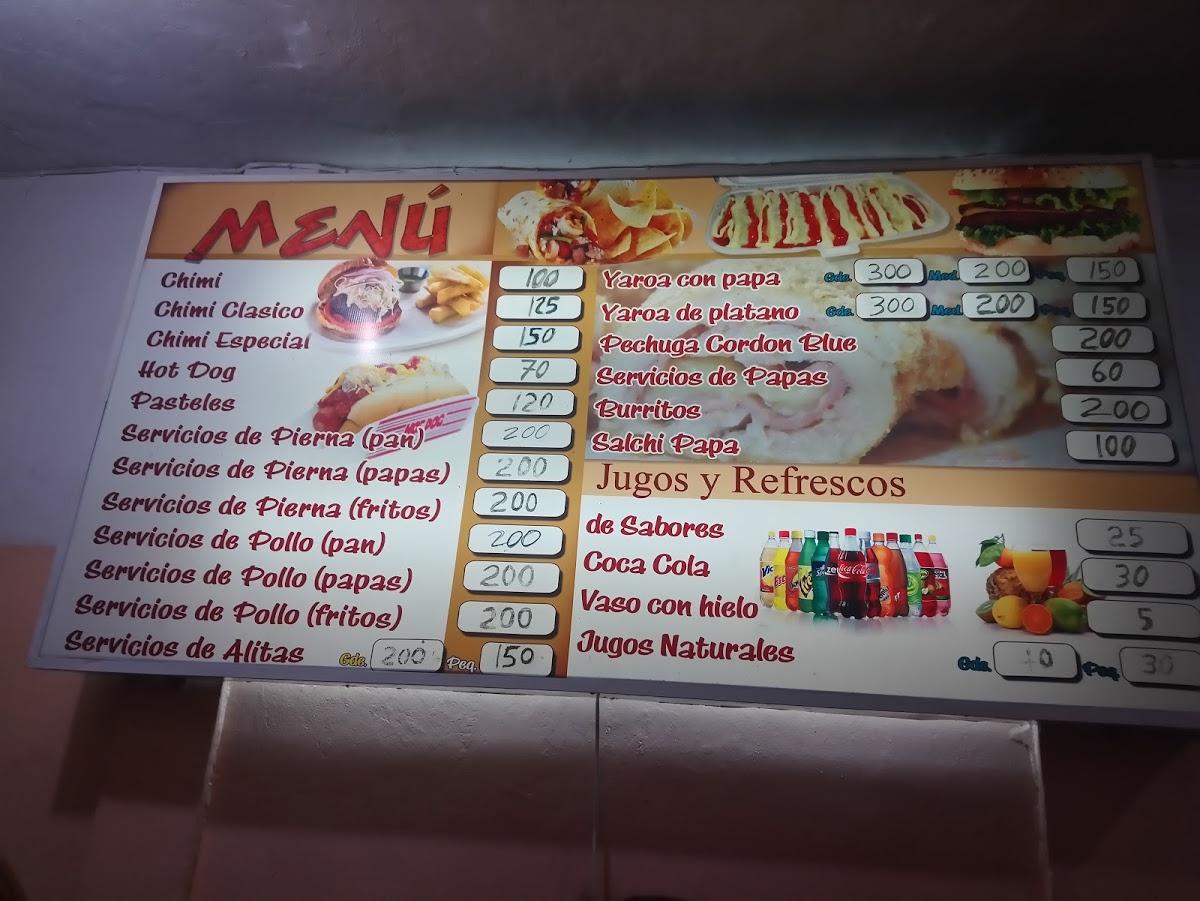 Menu at Chimi Edison restaurant, Santo Domingo