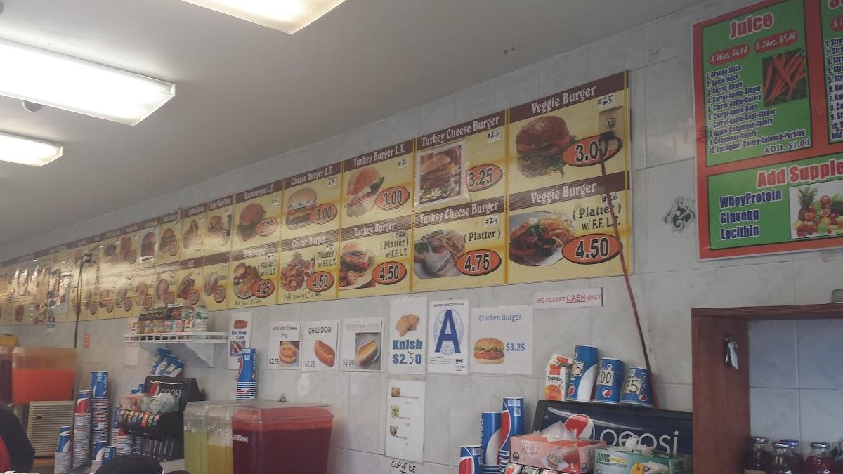 Menu at Fulton Hot Dog King restaurant, New York City