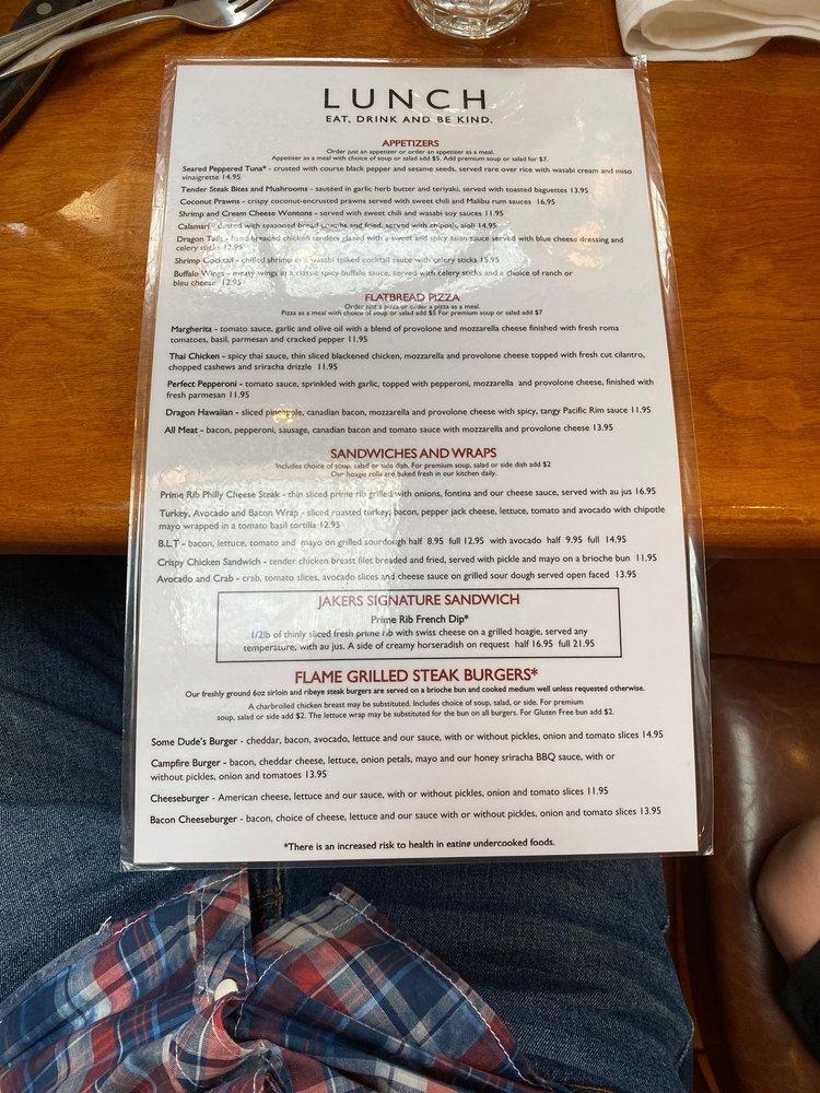 Menu at Jakers Bar and Grill, Great Falls