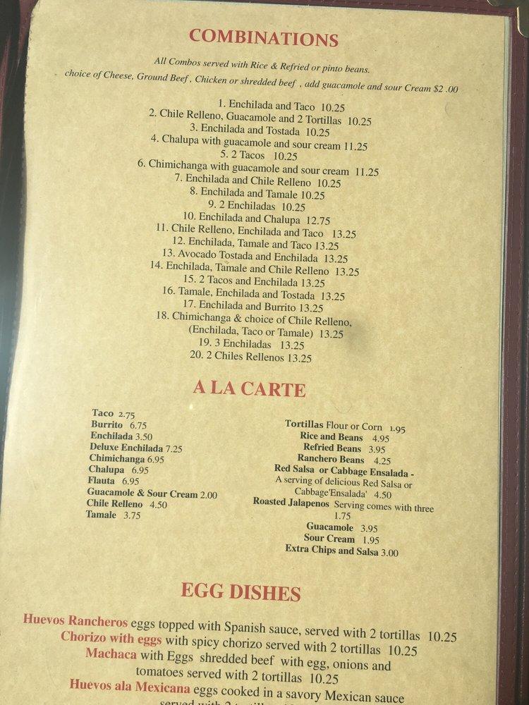 Menu at La Isla Mexican Restaurant, Port Townsend