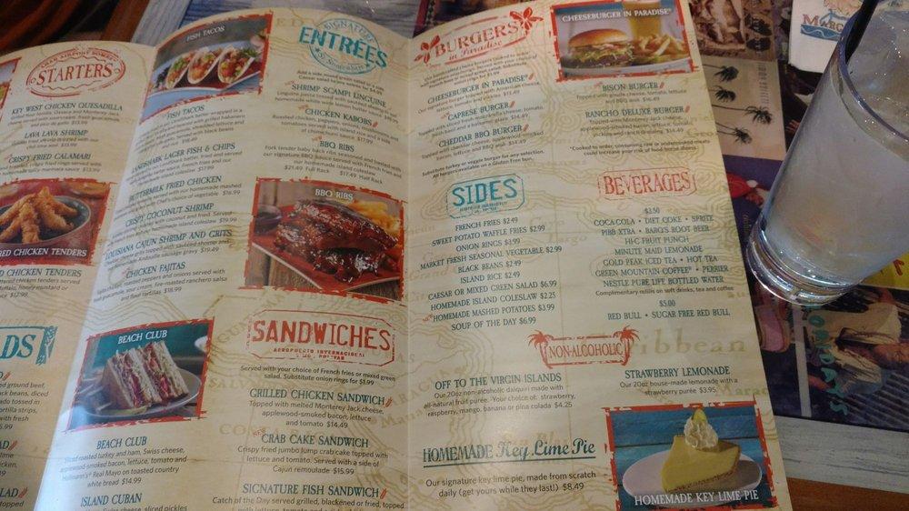 Menu at Margaritaville Pigeon pub & bar, Pigeon 130 The