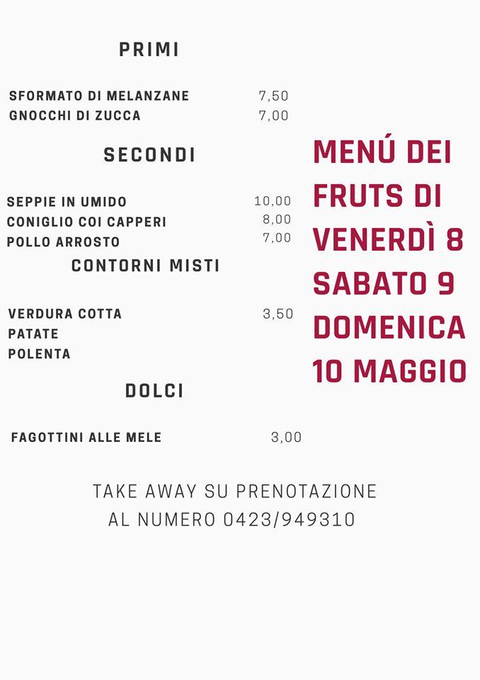 Menu at Trattoria Dai Fruts restaurant, Paderno del Grappa