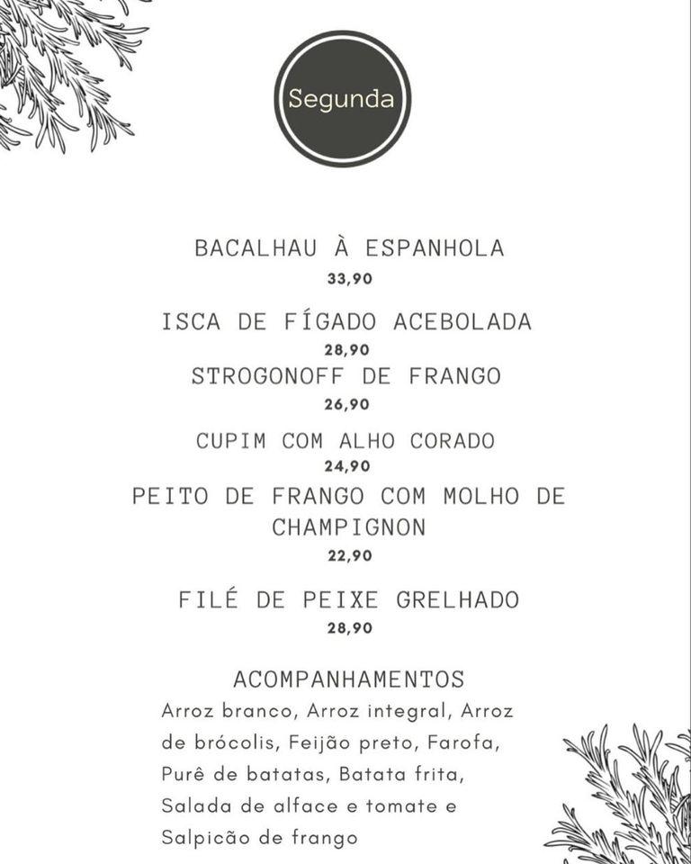 Restaurante Tempero na Medida cardápio