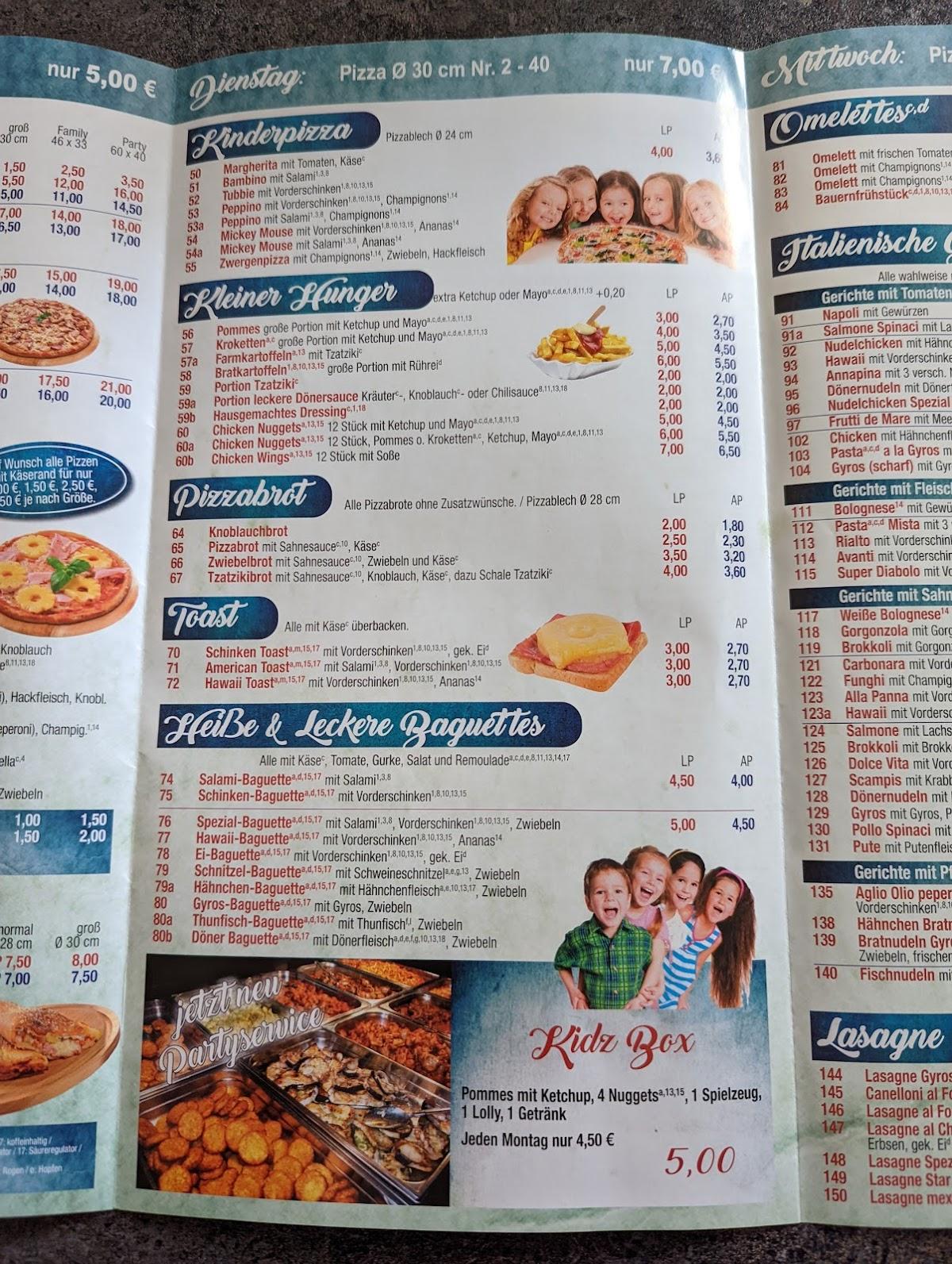 Меню Star Pizza, Гросенхайн