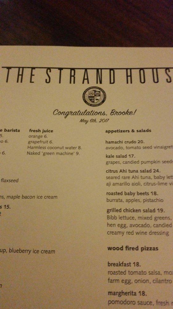 Menu at The Strand House pub & bar, Manhattan Beach
