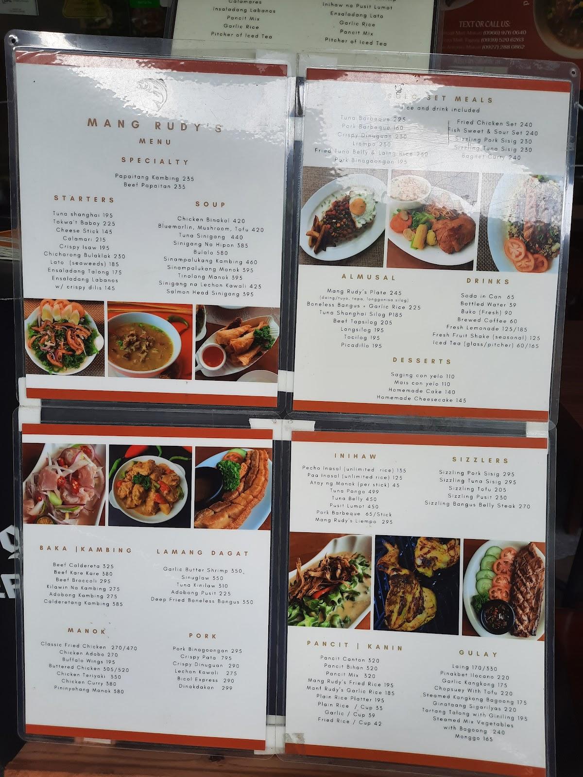Menu at Mang Rudy’s Tuna Grill & Papaitan restaurant, Makati, H2F9+QRR