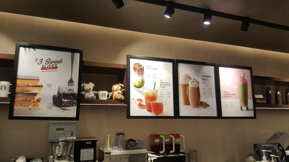 Carta del café Starbucks, Melbourne, 168 Exhibition St