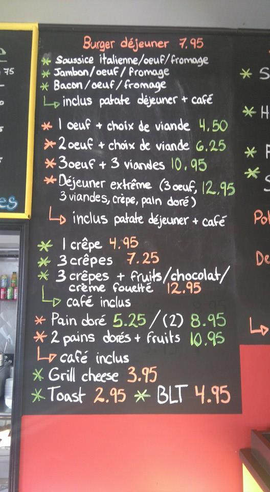 Menu au Le Burger Shop steadele restaurant, SainteAdèle