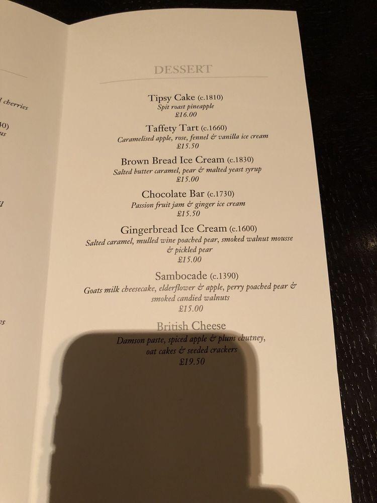 Menu at Dinner by Heston Blumenthal restaurant, London