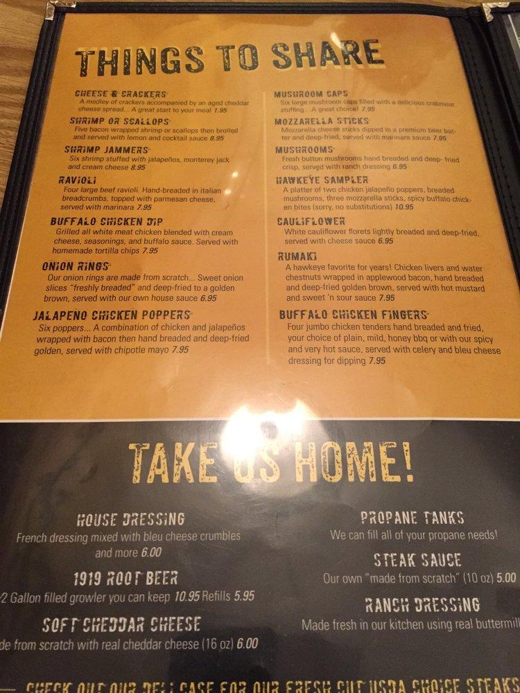 Menu at Hawkeye Restaurant, Keokuk