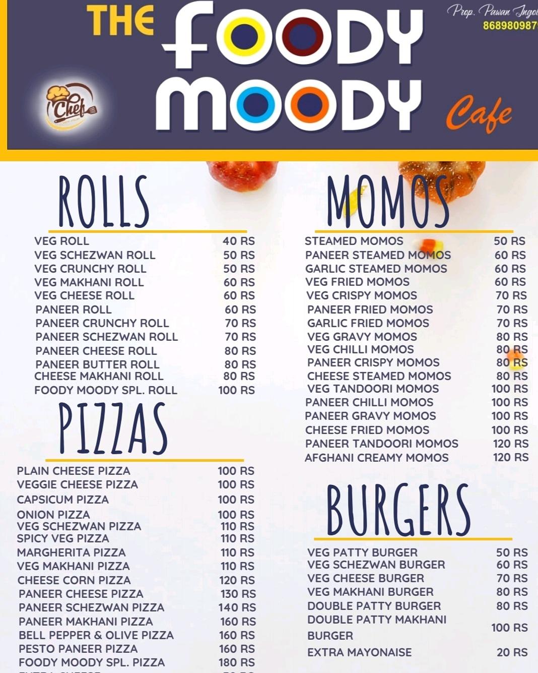 Menu at The Foody Moody Cafe, Hinganghat