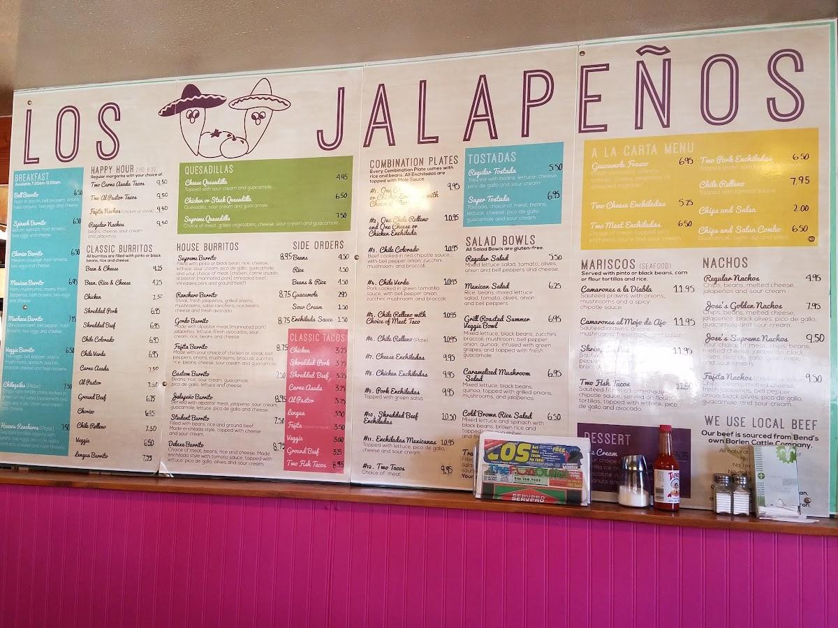Menu at Los Jalapenos restaurant, Bend, 601 NE Greenwood Ave