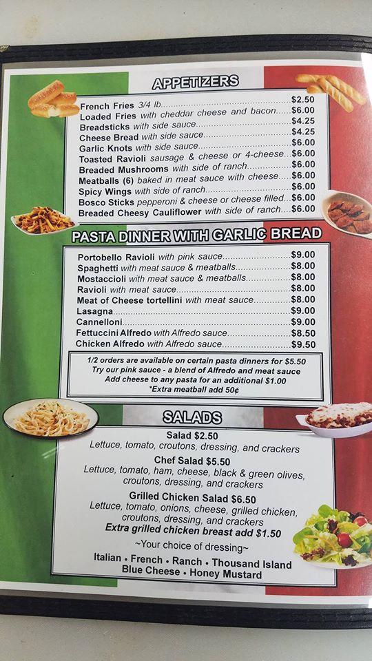 Menu at Benny's Pizza Rushville restaurant, Rushville