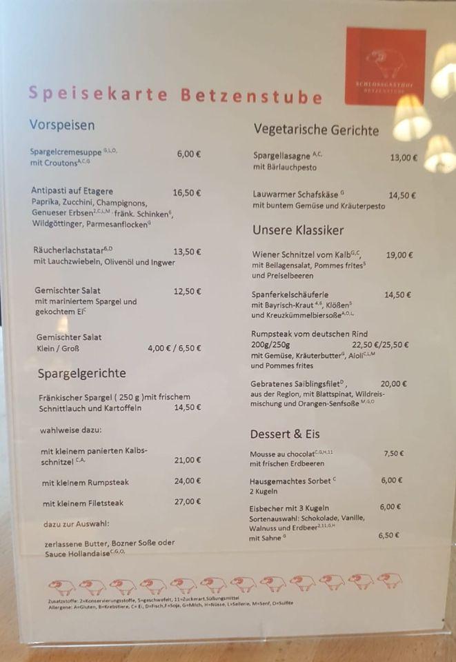 Speisekarte von Betzenstube restaurant, Betzenstein