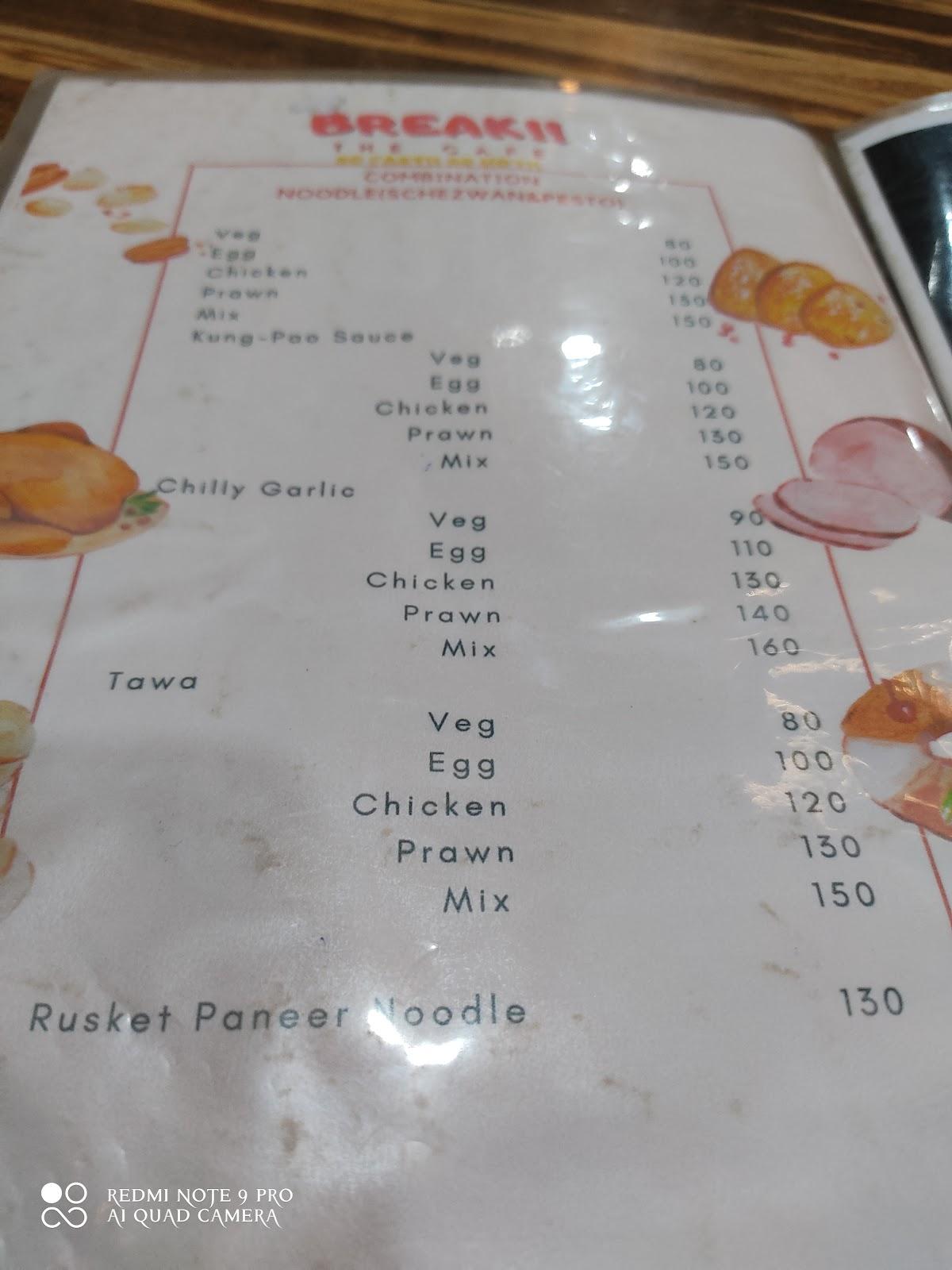 Break!! Cafe & Restro menu
