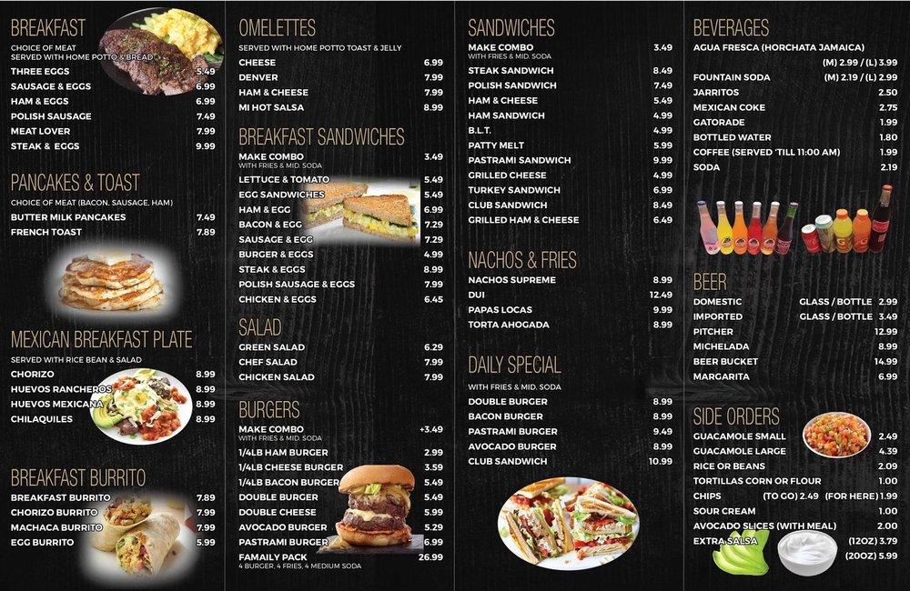 Menu at Panchi’s Restaurant, Paramount, Garfield Ave