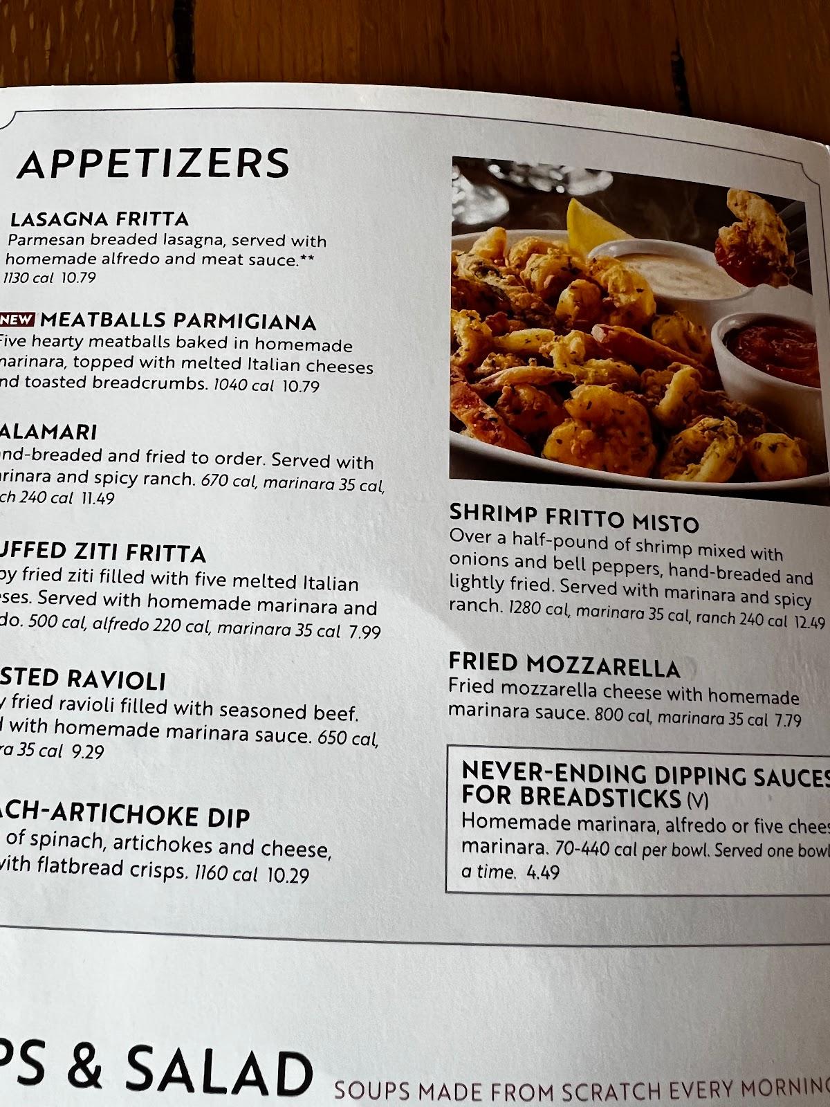 Menu at Olive Garden Italian Restaurant, Elyria