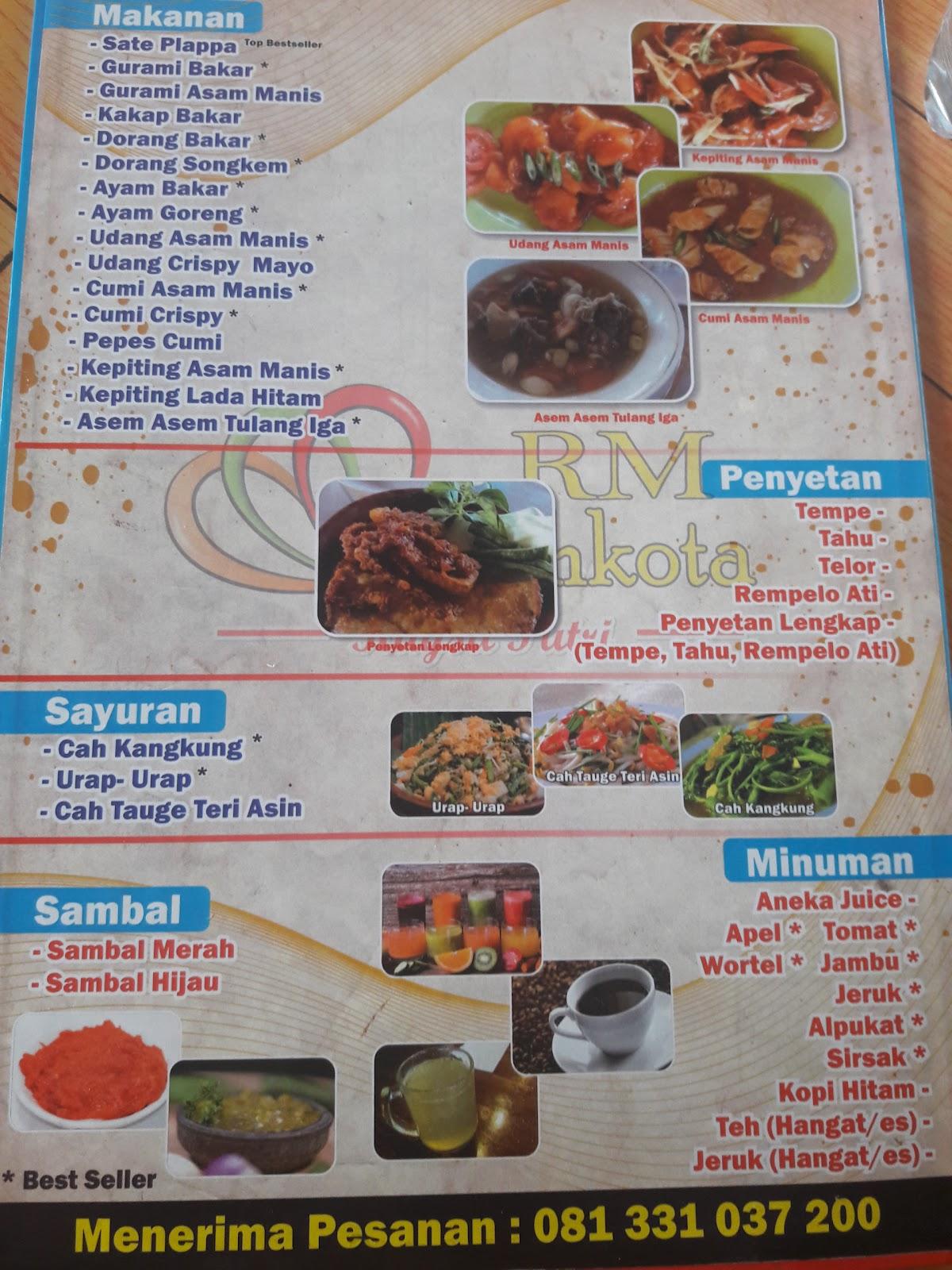 Menu at RM Mahkota Kaysa Putri, Sampang