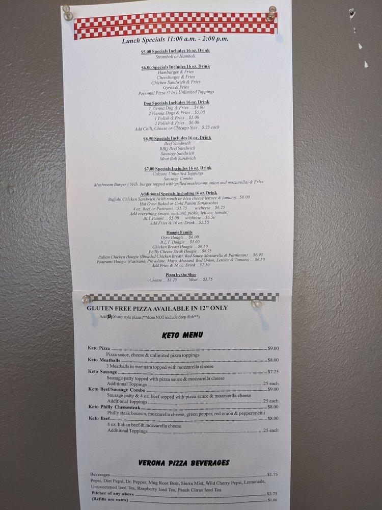 Menu at Verona Pizza pizzeria, Valparaiso
