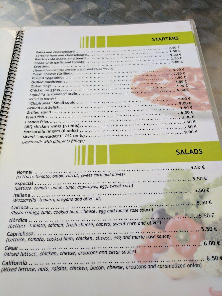 Carta de Pizzeria San Francisco, La Marina