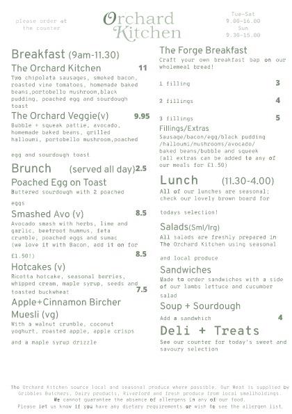 R58a The Orchard Kitchen Menu 
