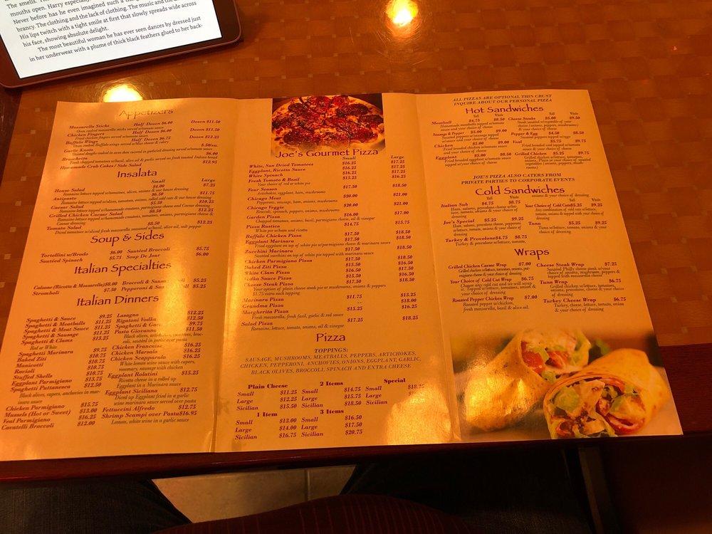 Menu at Joe's Pizza pizzeria, Bridgewater