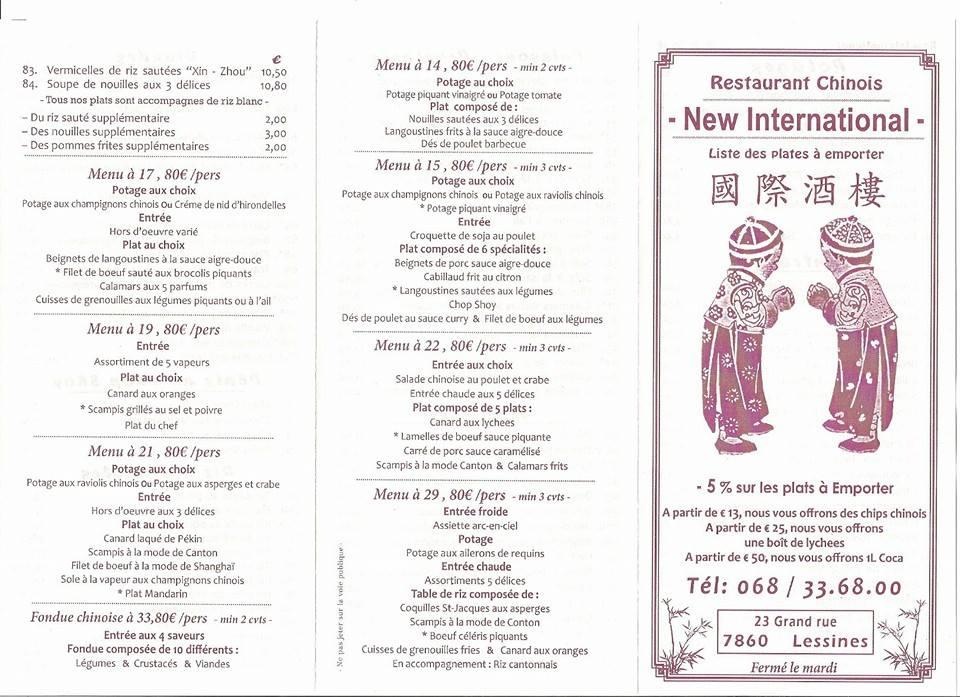 Menu de New International