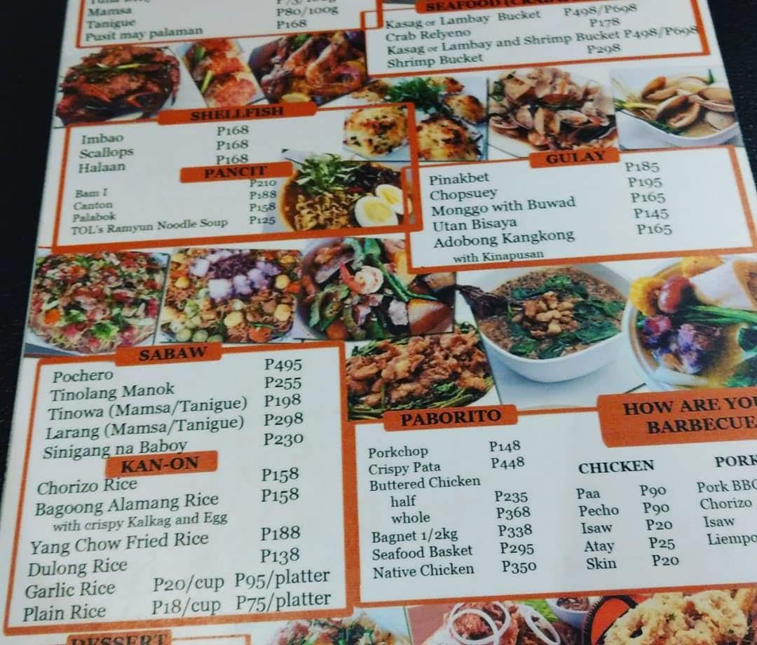 Menu at Tol kambingan, larangan atbp restaurant, Cebu City, 8V7R+92V