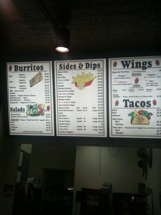 Menu at Wings Olé Specialty Restaurant, Fairmont