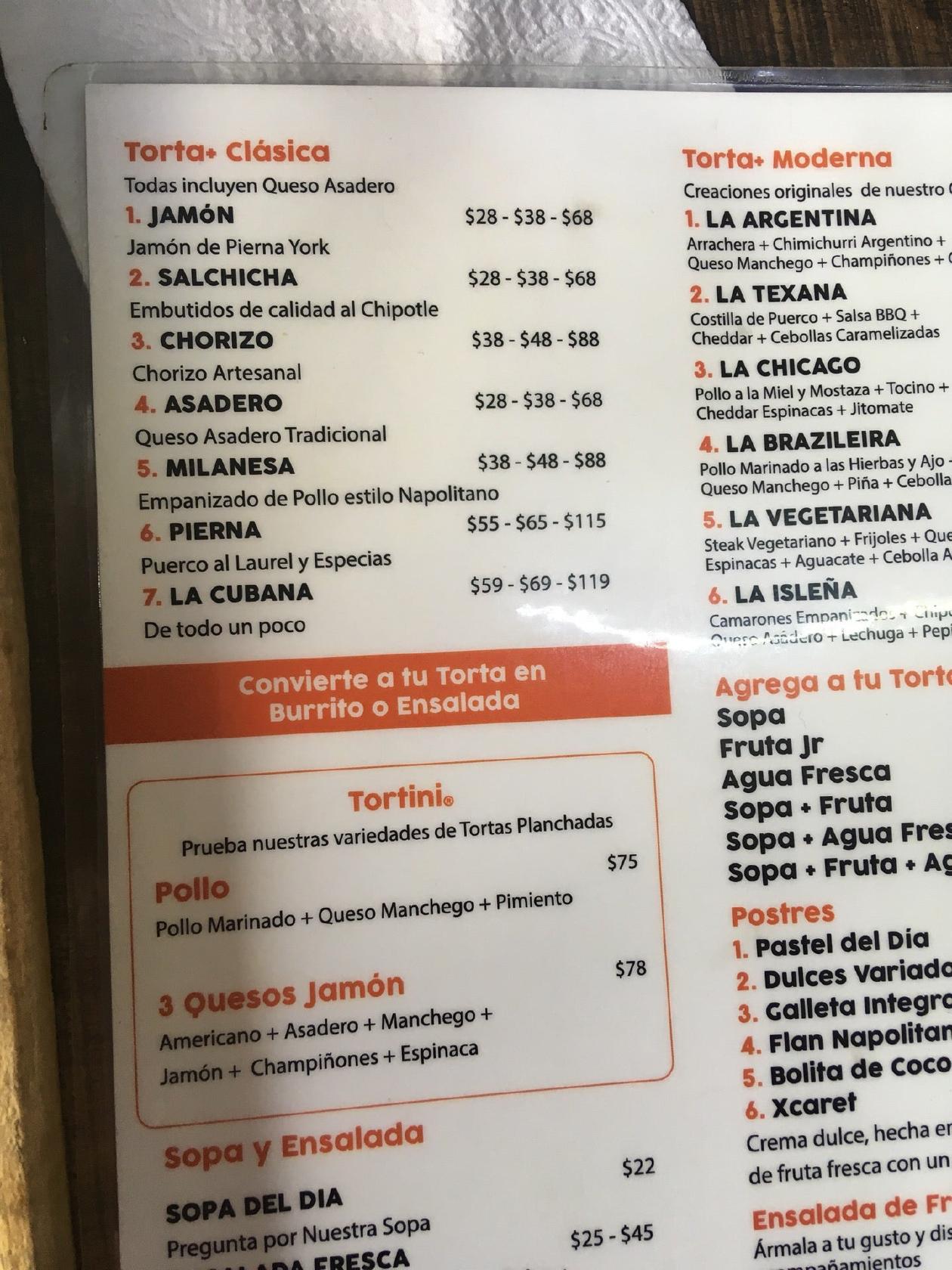 Menu at Torta + restaurant, Irapuato, Blvrd Díaz Ordaz 1260A