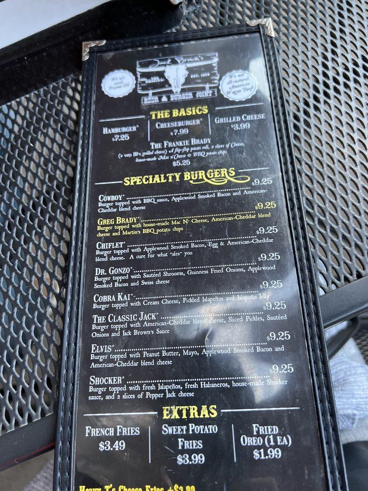 Menu at Jack Brown's Beer & Burger Joint Harrisonburg restaurant