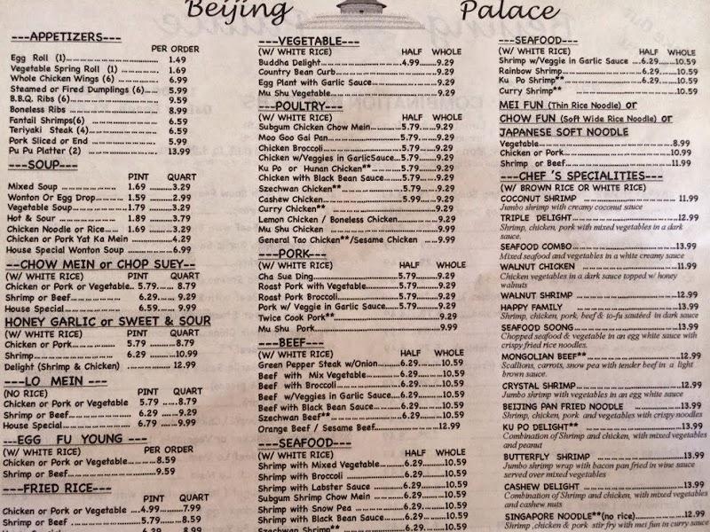 Menu at Beijing Palace Restaurant, Delray Beach, Jog Rd # C1