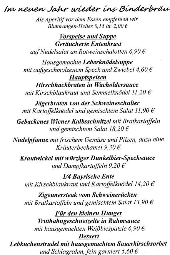 Speisekarte von Tölzer Binderbräu pub & Bar, Bad Tölz