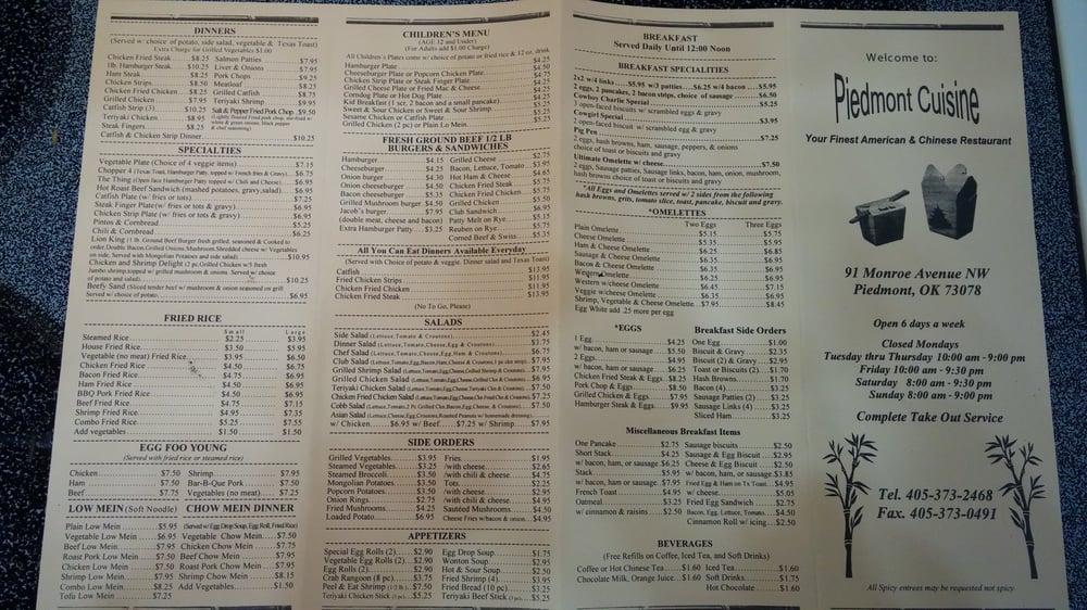 Menu at Piedmont cuisine restaurant, Piedmont
