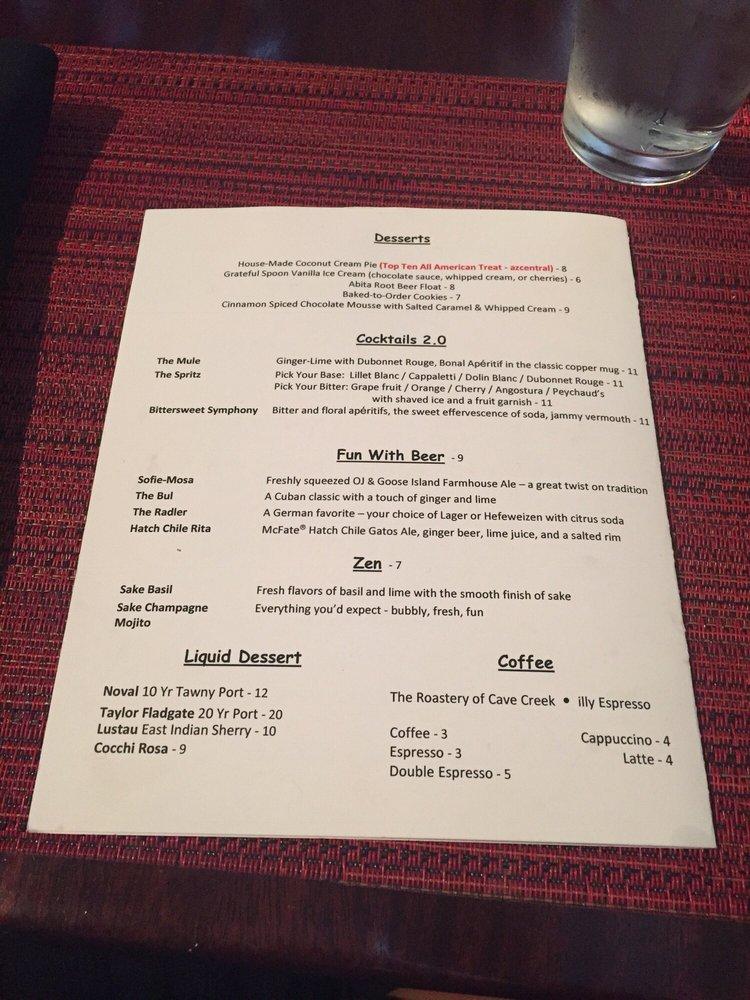 Carta del pub y bar Tarbell's Wine Store (The Wine Store), Phoenix, E
