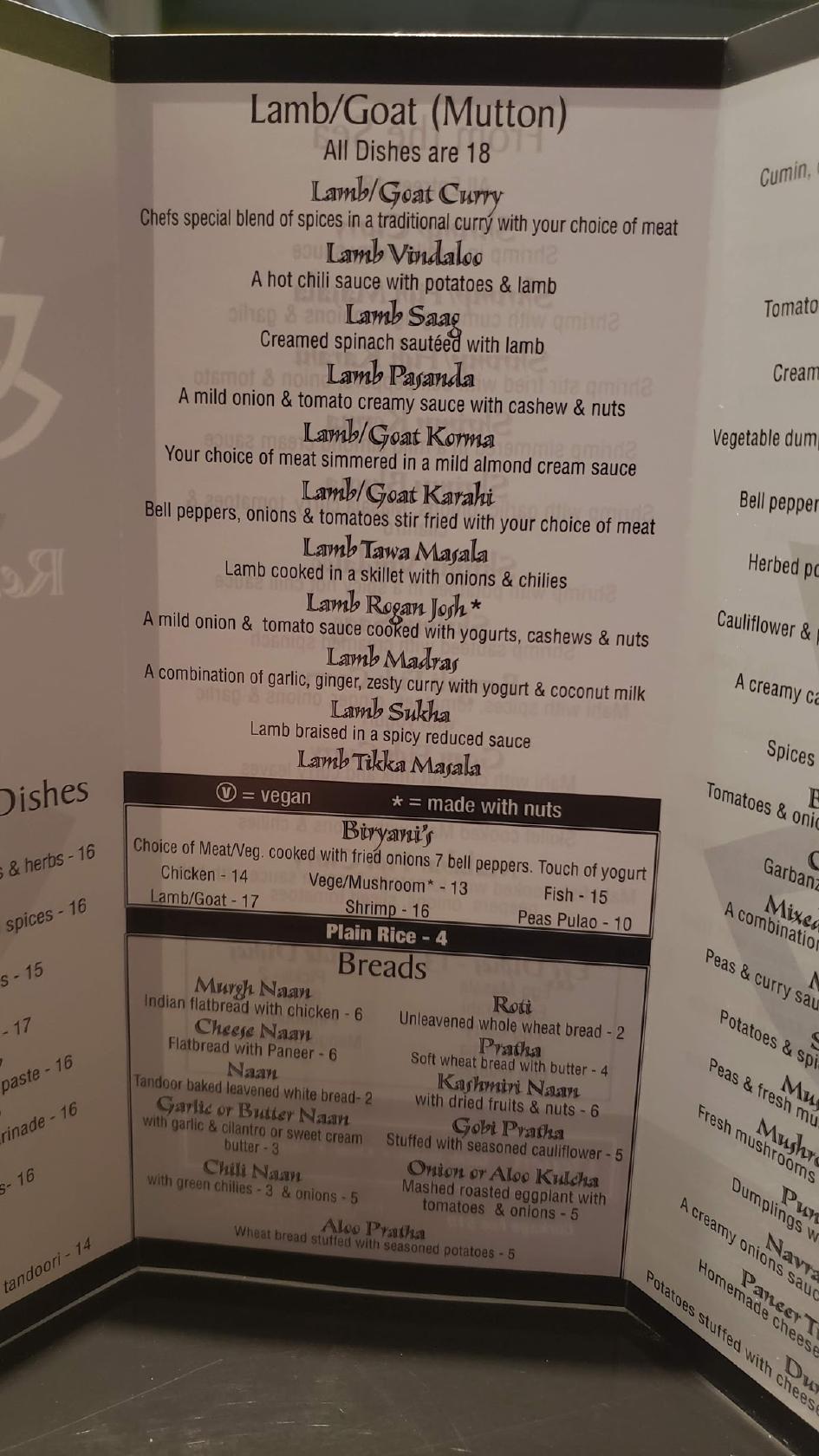 Menu at ROSEBURG REAL TASTE OF INDIA restaurant, Roseburg