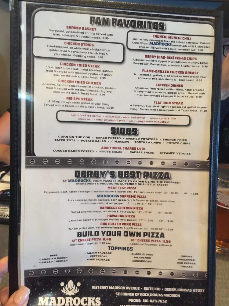 Menu at Madrocks Restaurant & Sports Bar, Derby