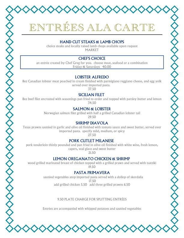 Menu at Medusa Grill & Bistro restaurant, Lake Geneva