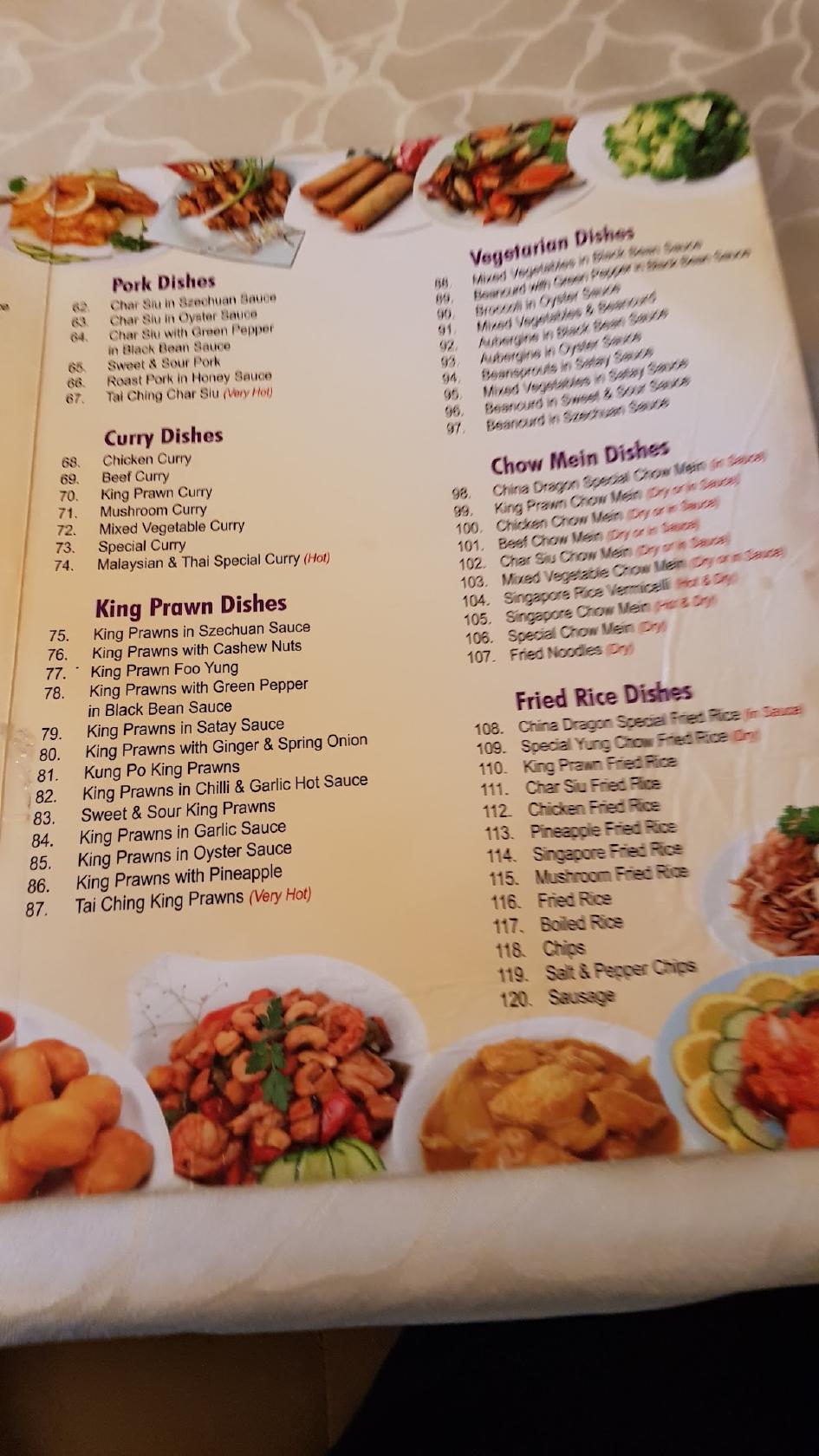 Menu At China Dragon Restaurant Chesterfield