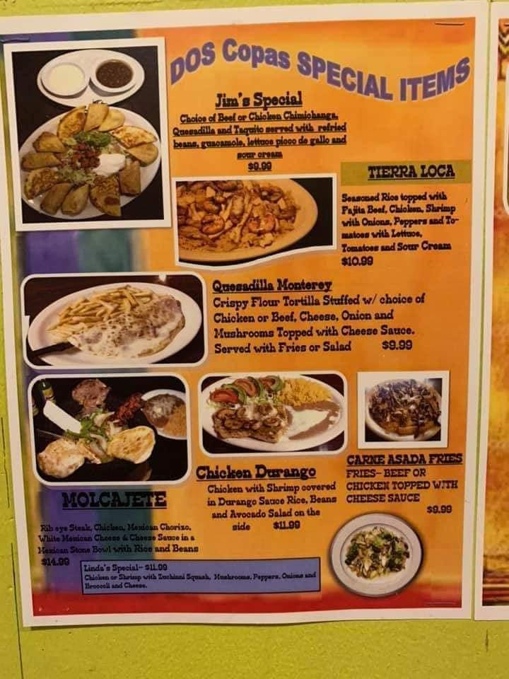 Menu at Dos Copas Mexican Grill restaurant, Madisonville