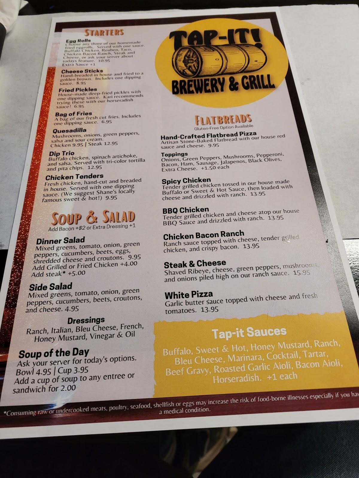 Menu at TapIt Brewery and Grill pub & bar, CalumetNorvelt