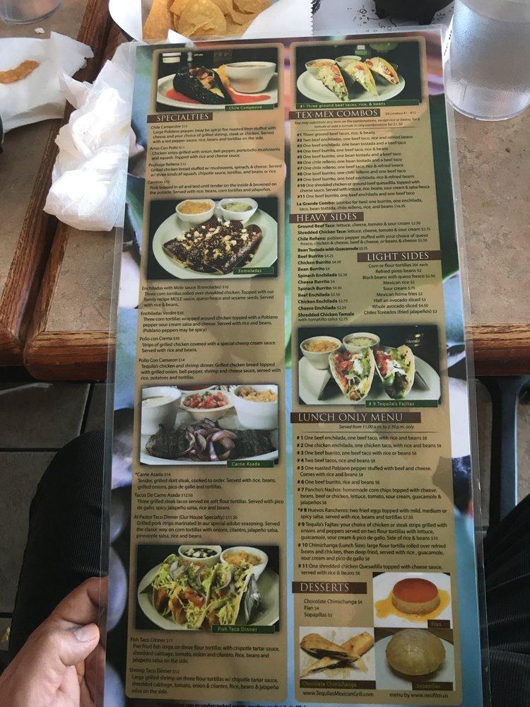 Menu at Tequilas Gastonia restaurant, Gastonia