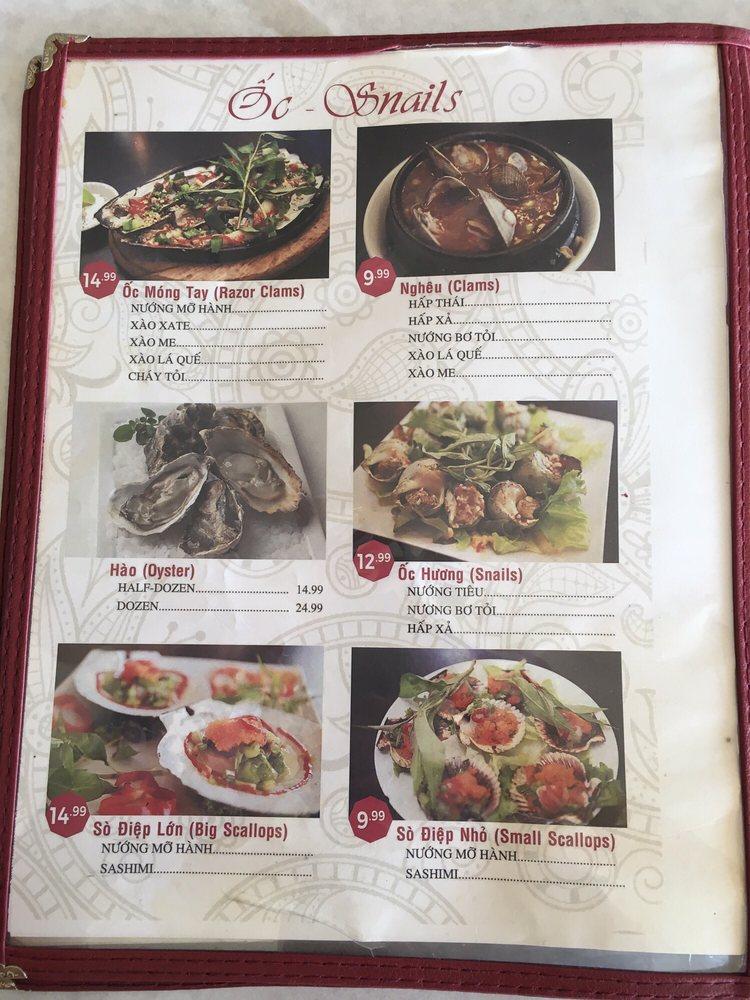 Menu at Tràm Chim Fresh Seafood restaurant, Westminster, Bolsa Ave Ste B