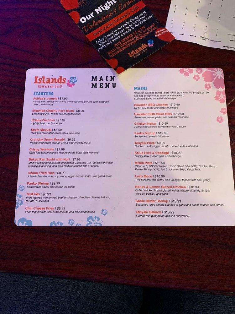 Menu at Islands Hawaiian BBQ Food Truck, Batavia